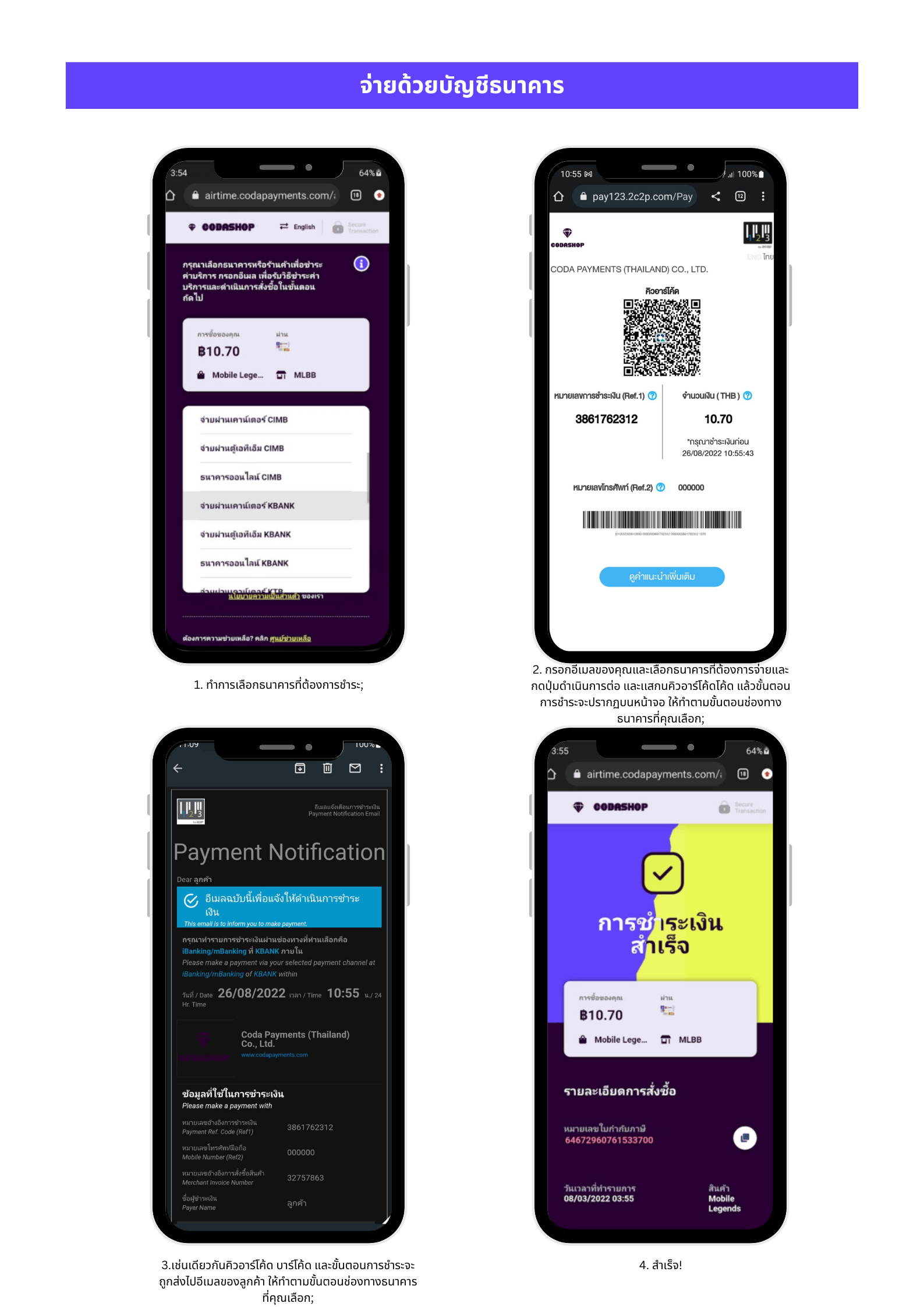 จ่ายด้วยบัญชีธนาคาร – Codashop ประเทศไทย (Thailand)