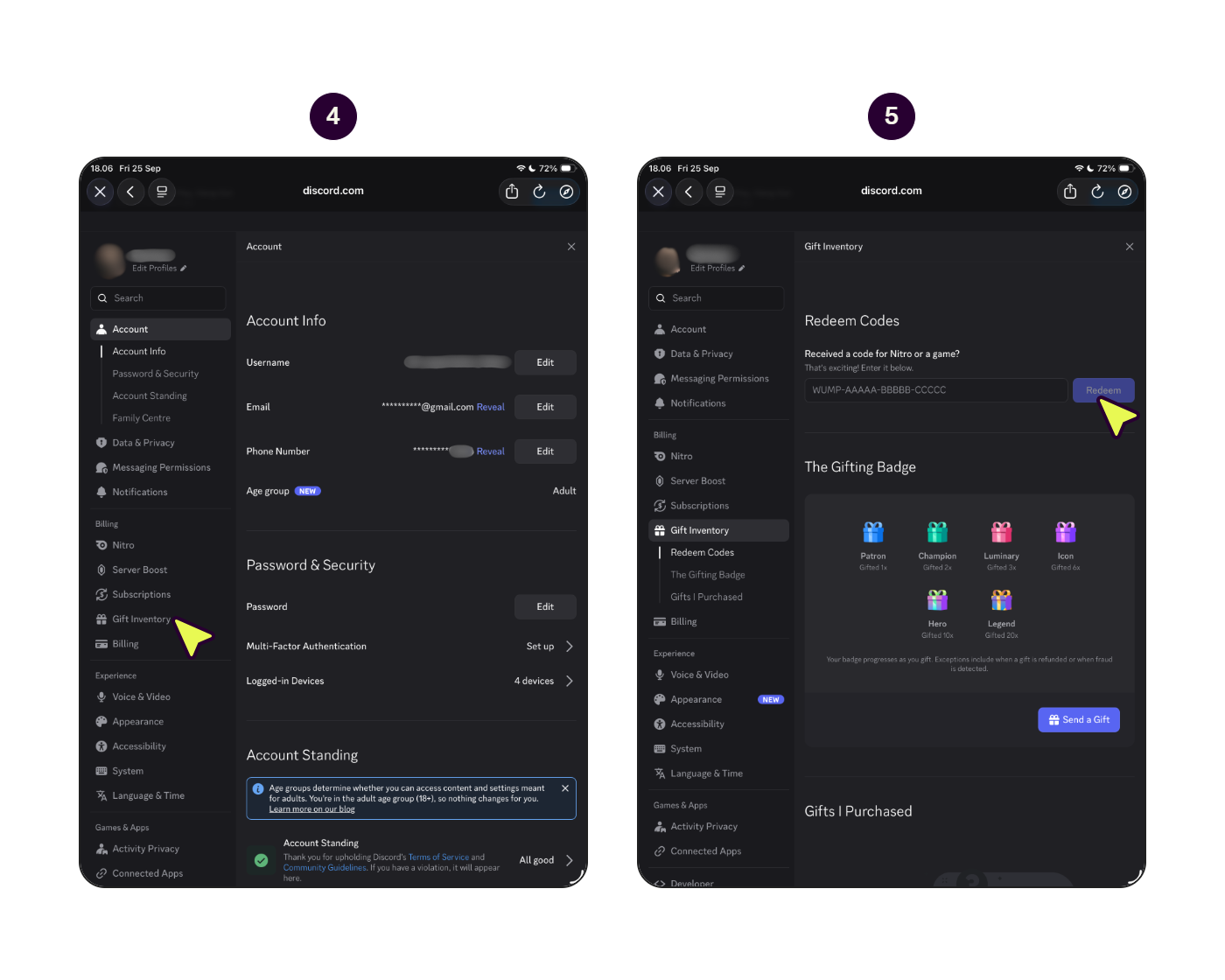 ขั้นตอนการแลกรหัสวอเชอร์ Discord Nitro Monthly บนเว็บไซต์ Discord (2/2)
